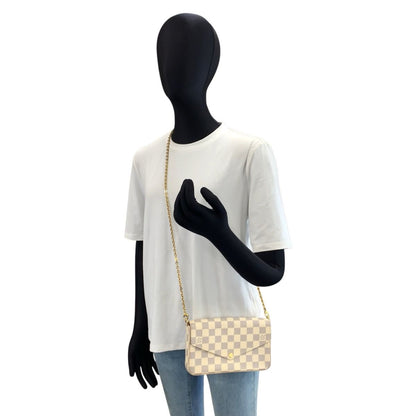 Louis Vuitton Damier Azur Pochette Felicie Shoulder Bag Chain Wallet — view 7