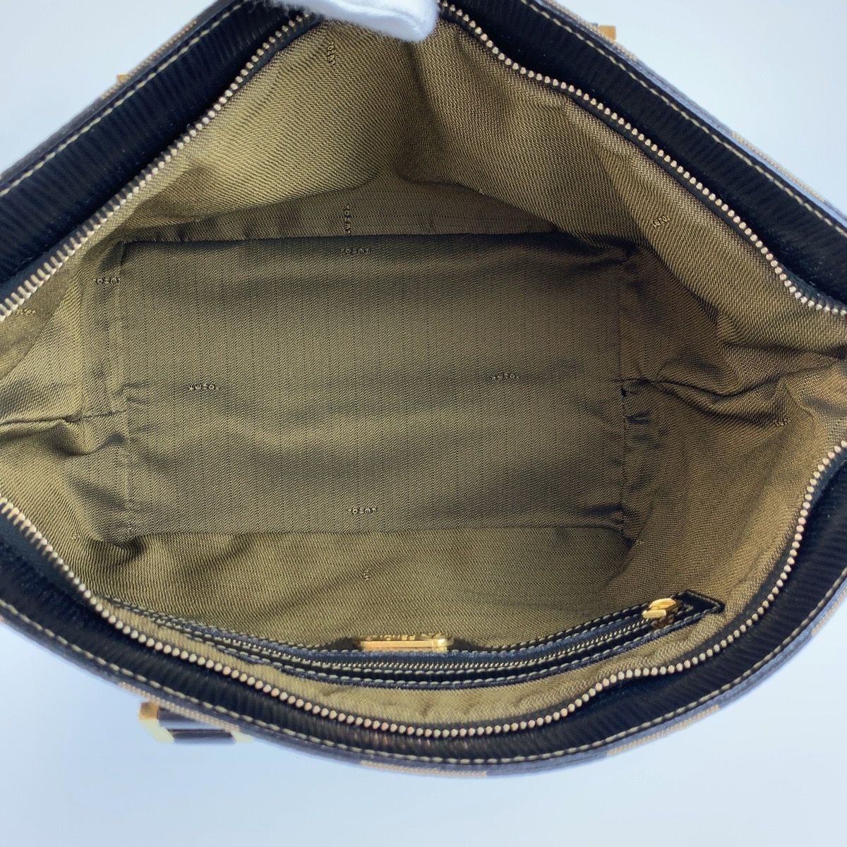 Fendi Vintage Pecan Brown Black Gold Canvas Leather Tote Bag — view 8