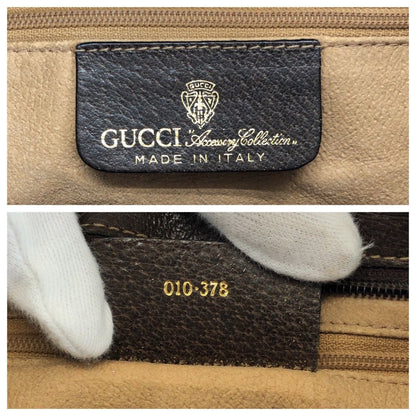 Gucci Vintage Sherry Line Beige Brown Gold GG Supreme Canvas Leather Business — view 4