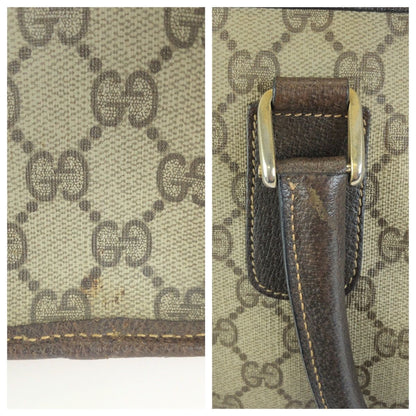 Gucci Vintage Sherry Line Beige Brown Gold GG Supreme Canvas Leather Business — view 6