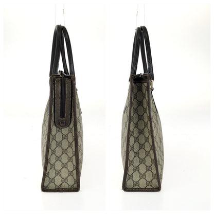 Gucci Vintage Sherry Line Beige Brown Gold GG Supreme Canvas Leather Business — view 8