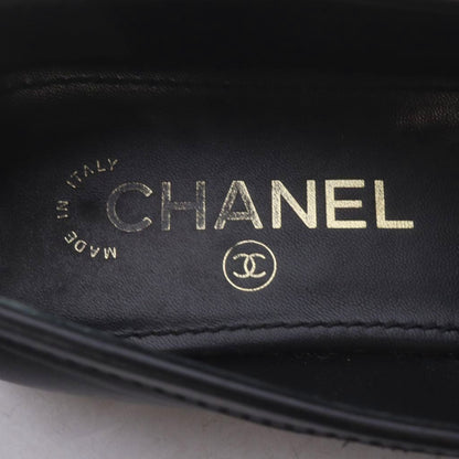 Chanel CC Logo Chain Leather Loafers Slip-on 39C Black — view 6