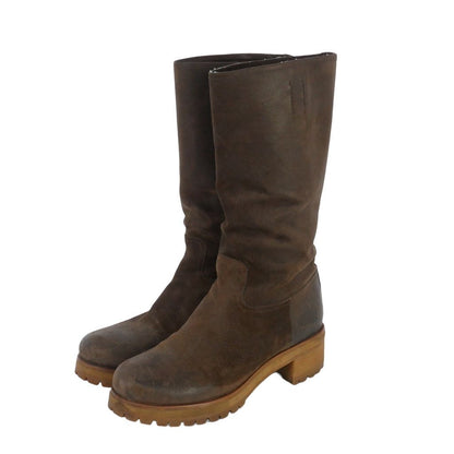 Prada Sport Suede Biker Boots Engineer Brown