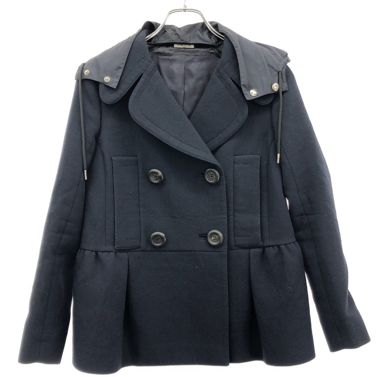 Miu Miu Double Breasted Short Coat Navy 38