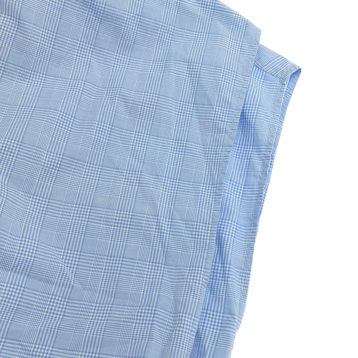Miu Miu Embroidery Sleeveless Check Blouse Blue 36 — view 5