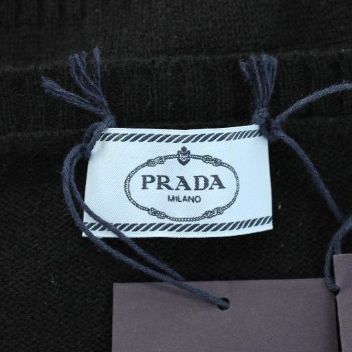 Prada Knit Top Long Sleeve Side Ribbon Black Sweater — view 4