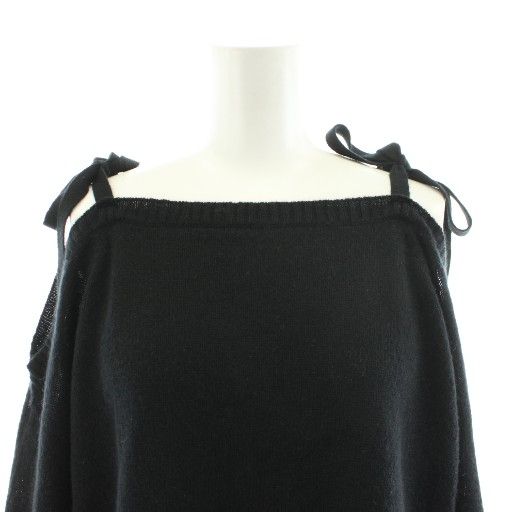 Prada Knit Top Long Sleeve Side Ribbon Black Sweater — view 6