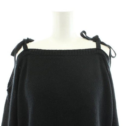 Prada Knit Top Long Sleeve Side Ribbon Black Sweater — view 6
