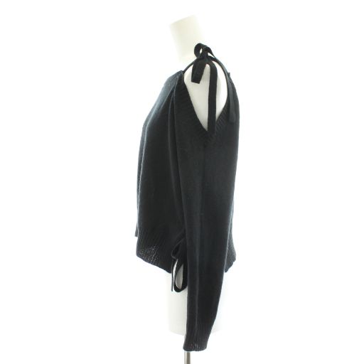 Prada Knit Top Long Sleeve Side Ribbon Black Sweater — view 2