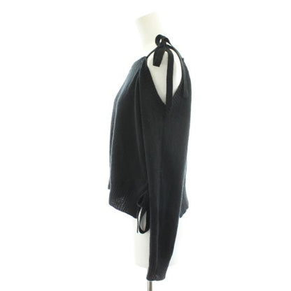 Prada Knit Top Long Sleeve Side Ribbon Black Sweater — view 2