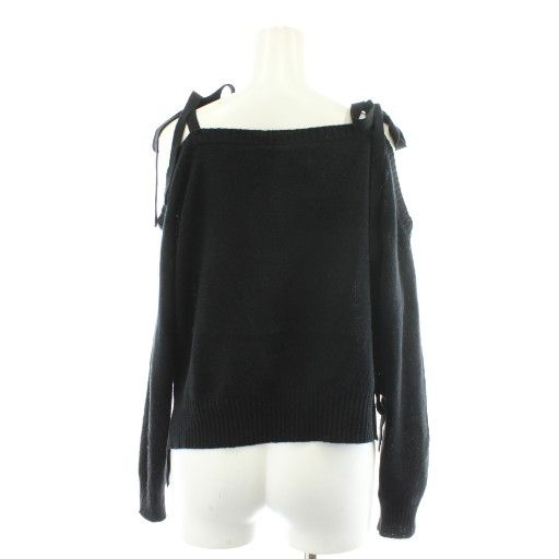 Prada Knit Top Long Sleeve Side Ribbon Black Sweater — view 3