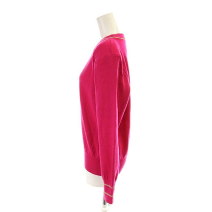 Saint Laurent Knit Sweater Wool Shoulder Pad Pink Logo Embroidery Round Neck M — view 3