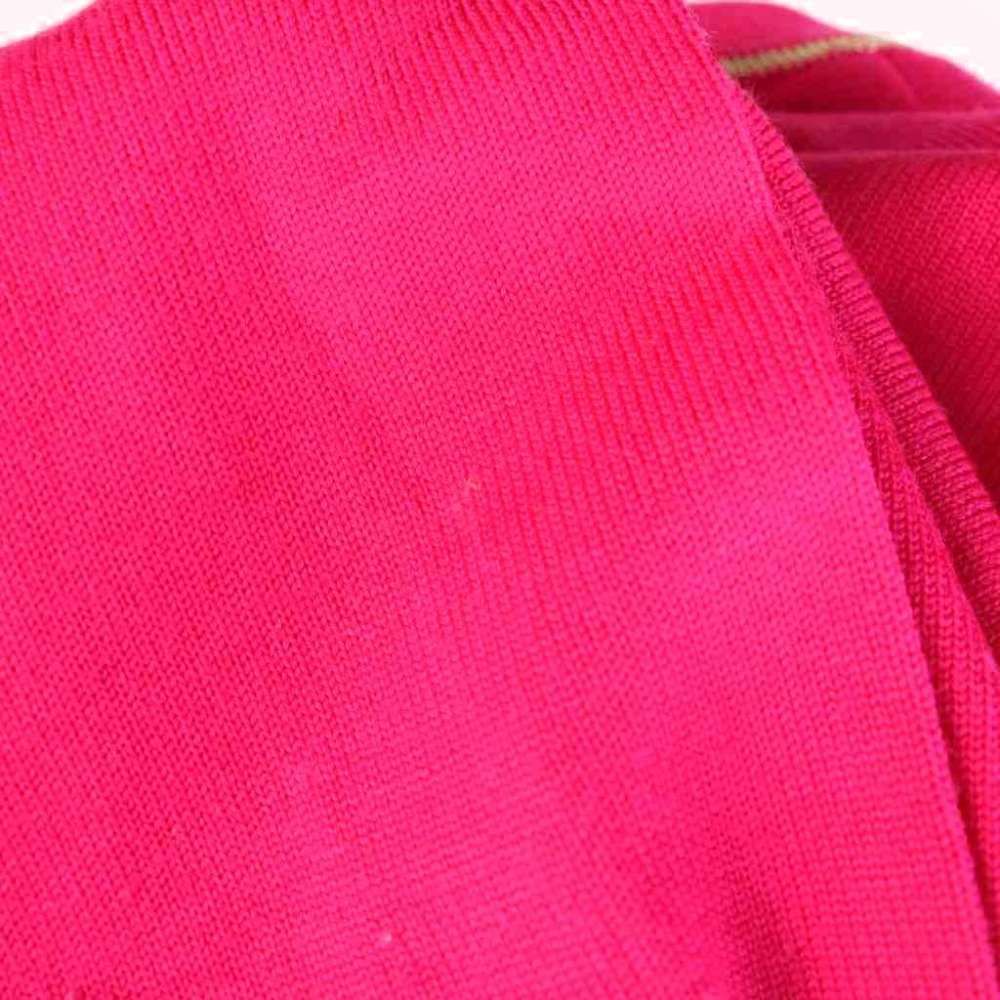 Saint Laurent Knit Sweater Wool Shoulder Pad Pink Logo Embroidery Round Neck M — view 6