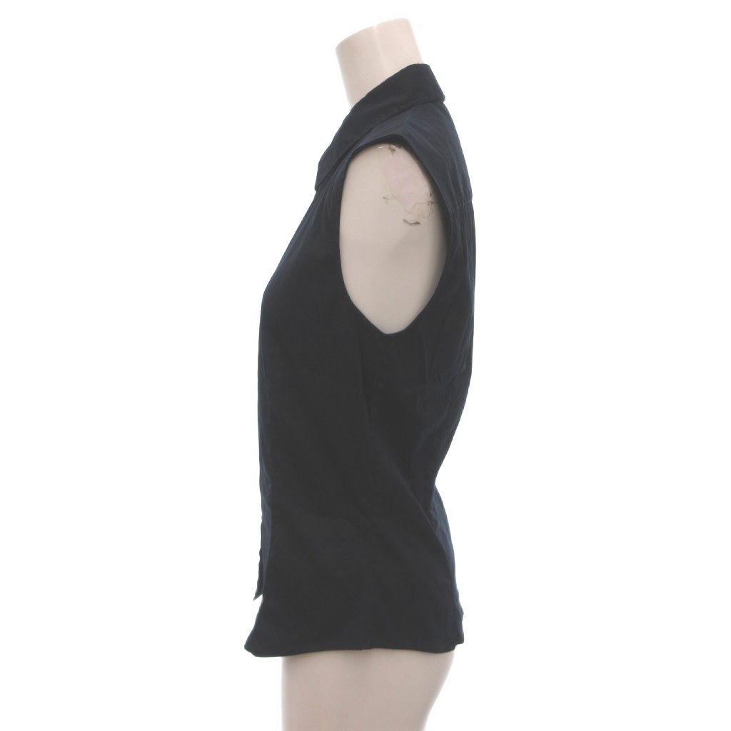 Prada Sleeveless Shirt Regular Color Tight Silhouette Cotton Navy 40 — view 3