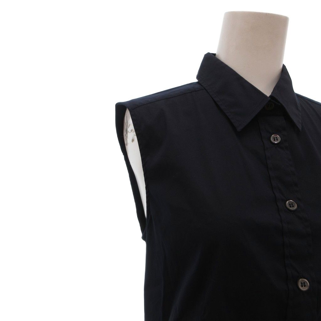 Prada Sleeveless Shirt Regular Color Tight Silhouette Cotton Navy 40 — view 4
