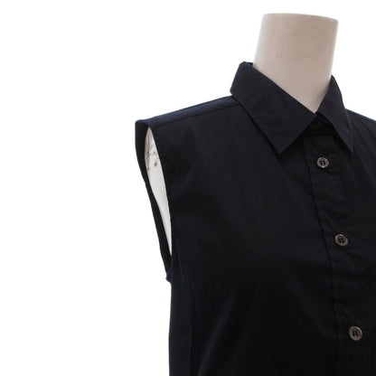 Prada Sleeveless Shirt Regular Color Tight Silhouette Cotton Navy 40 — view 4