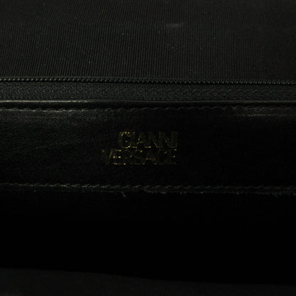 Versace Gianni Vintage Square Mini Handbag Leather Suede Ribbon Logo Black — view 4