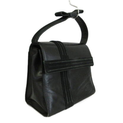 Versace Gianni Vintage Square Mini Handbag Leather Suede Ribbon Logo Black — view 5