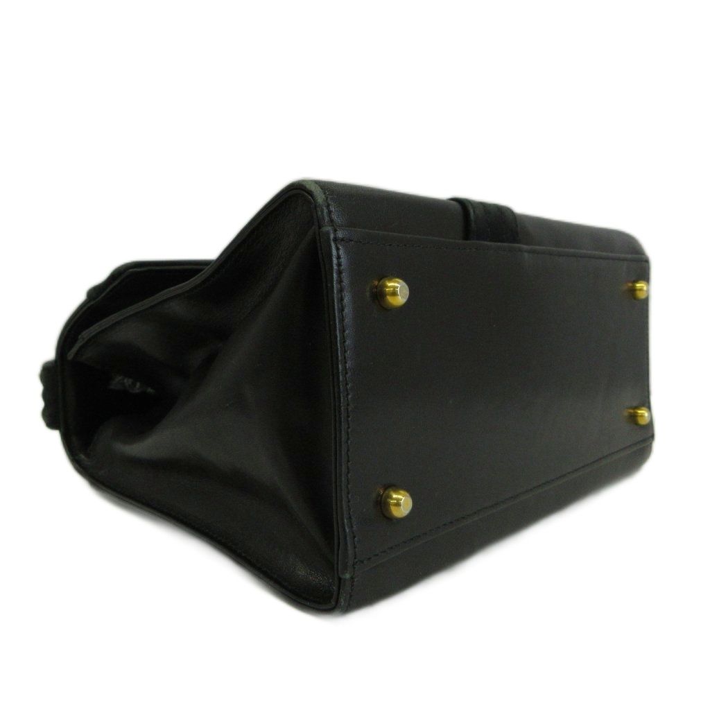 Versace Gianni Vintage Square Mini Handbag Leather Suede Ribbon Logo Black — view 6