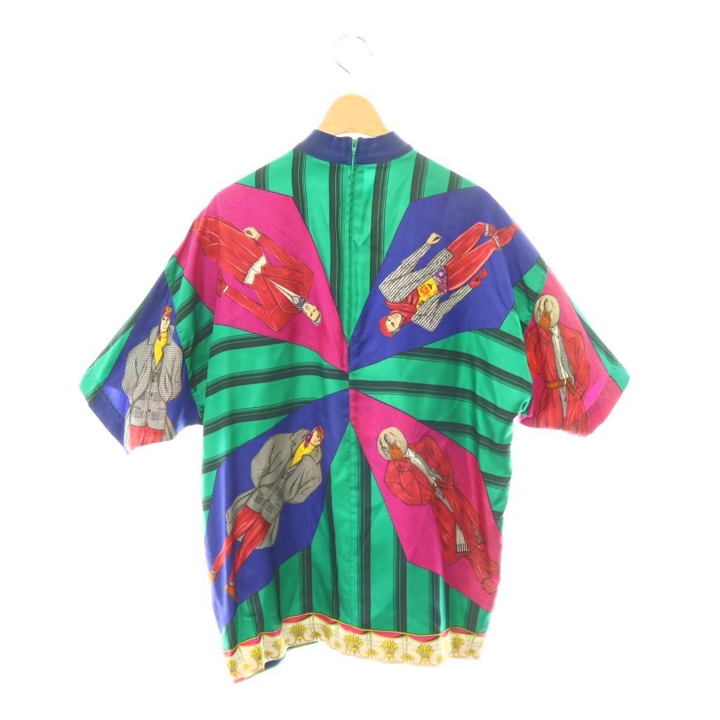 Versace Gianni Top Blouse Pullover Silk Short Sleeve All Over Print 40 — view 2