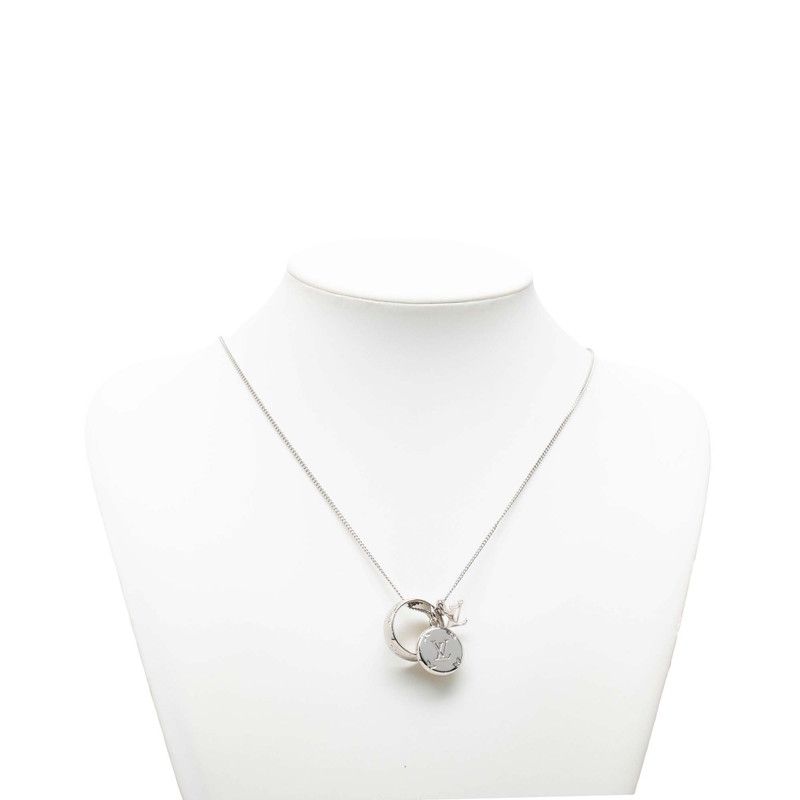 Louis Vuitton Ring Necklace Monogram Chain Pendant Silver Metal — view 7