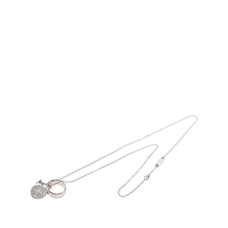 Louis Vuitton Ring Necklace Monogram Chain Pendant Silver Metal — view 3