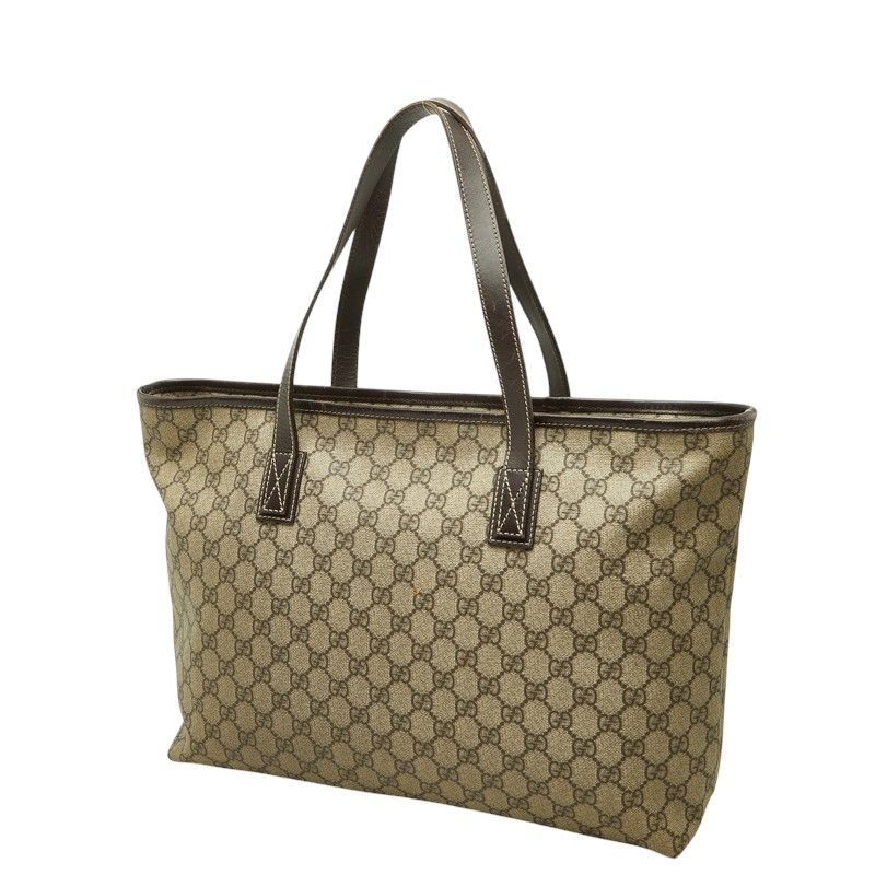 Gucci GG Supreme Tote Shoulder Bag Beige Leather — view 2