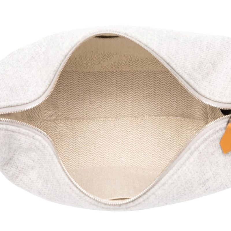 Hermes Brittoa Black Rocabar Handbag Grease Flannel Gray Wool — view 4