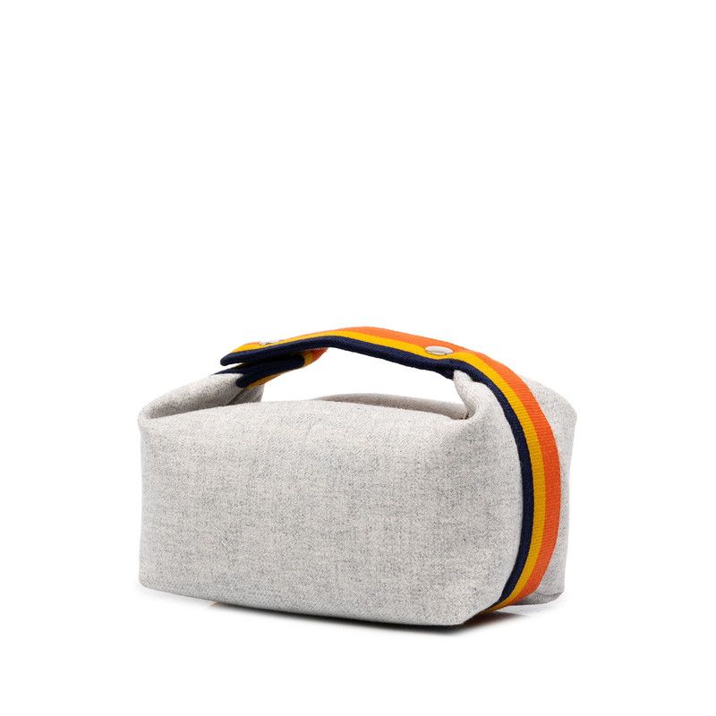 Hermes Brittoa Black Rocabar Handbag Grease Flannel Gray Wool — view 2
