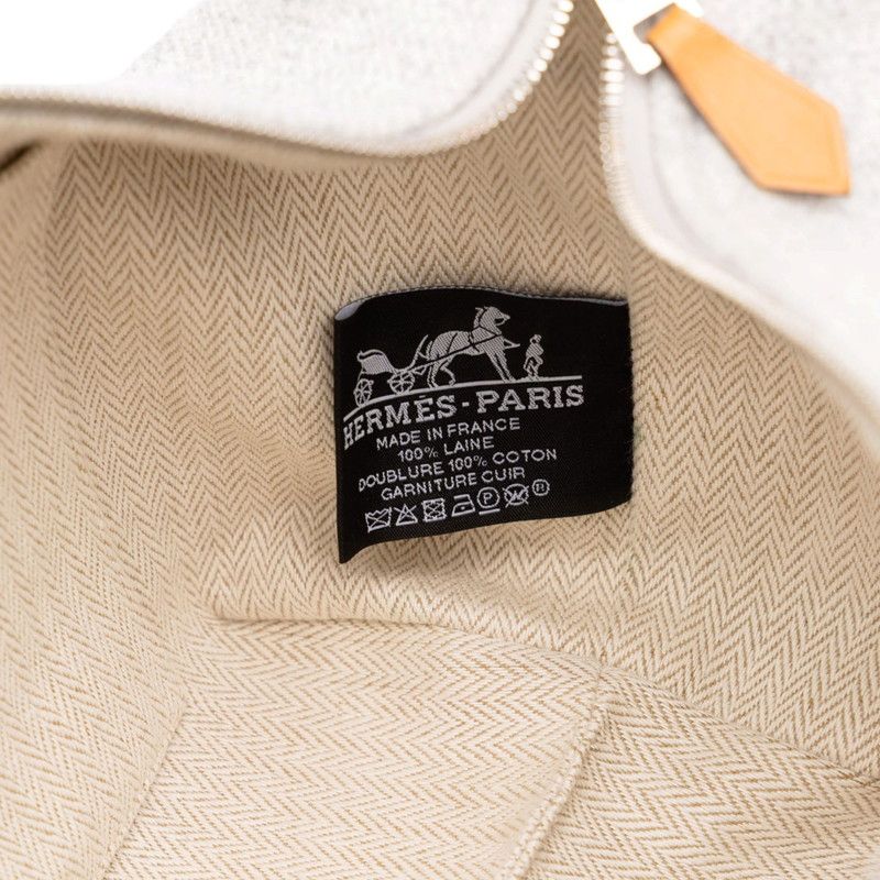 Hermes Brittoa Black Rocabar Handbag Grease Flannel Gray Wool — view 5