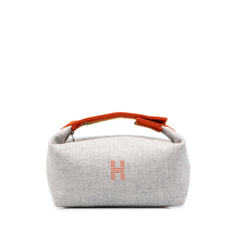 Hermes Brittoa Black Rocabar Handbag Grease Flannel Gray Wool