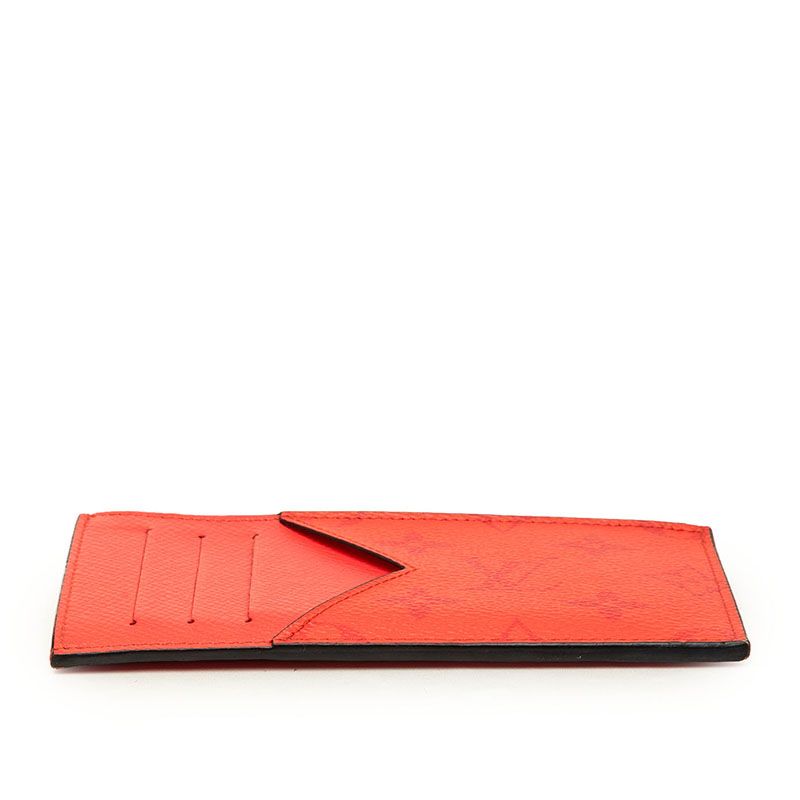 Louis Vuitton Monogram Taigarama Coin Card Holder Fragment Case Purse Rouge Red — view 3