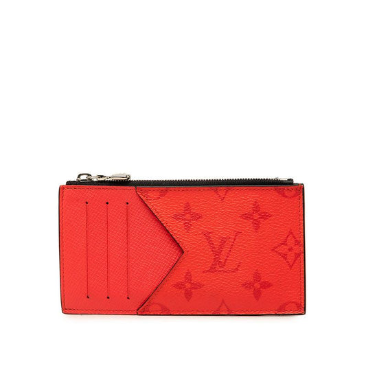 Louis Vuitton Monogram Taigarama Coin Card Holder Fragment Case Purse Rouge Red