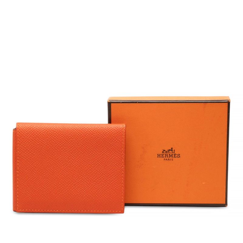 Hermes Kurnesee Folding Card Case Orange Veau Epsom — view 7