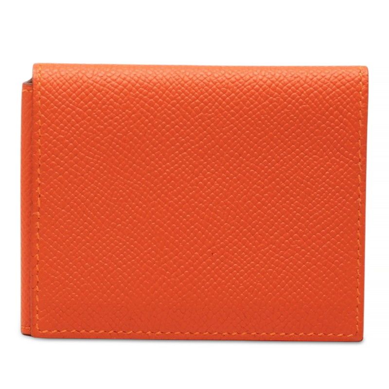 Hermes Kurnesee Folding Card Case Orange Veau Epsom
