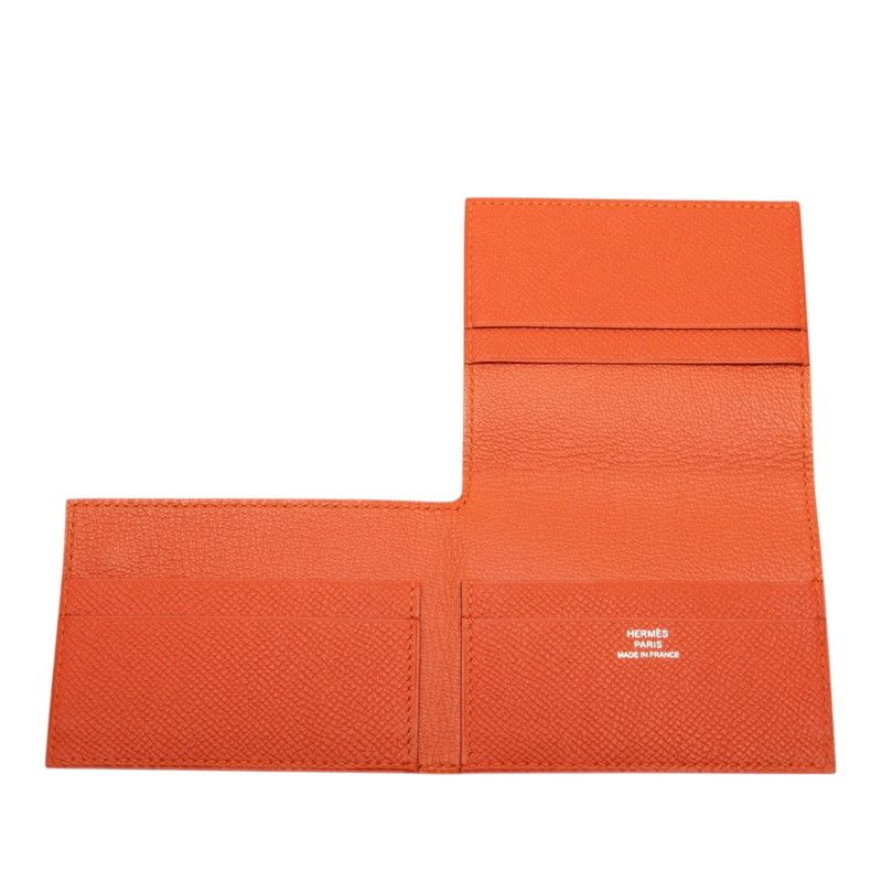Hermes Kurnesee Folding Card Case Orange Veau Epsom — view 4