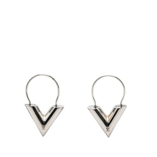 Louis Vuitton Essential V Hoop Earrings Silver Metal