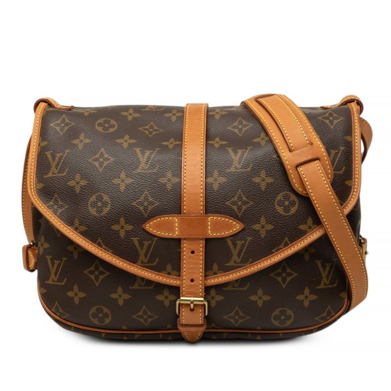 Louis Vuitton Monogram Saumur 30 Crossbody Shoulder Bag Brown Leather