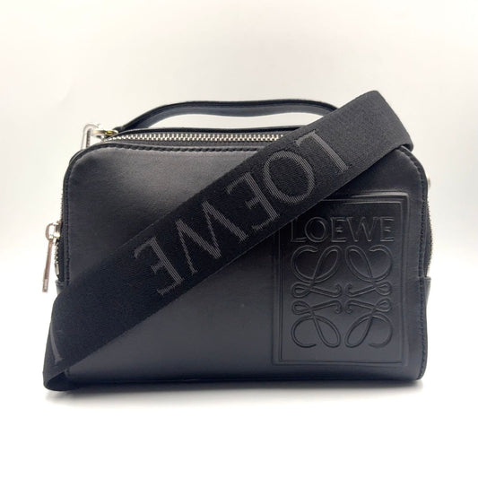 Loewe Anagram Crossbody Leather Black Shoulder Bag Silver
