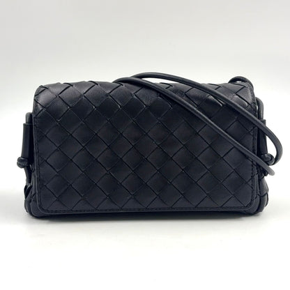 Bottega Veneta Notturno Leather Black Shoulder Bag Gold
