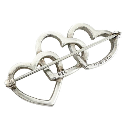 Tiffany & Co Triple Heart 925 Sterling Silver Brooch — view 2