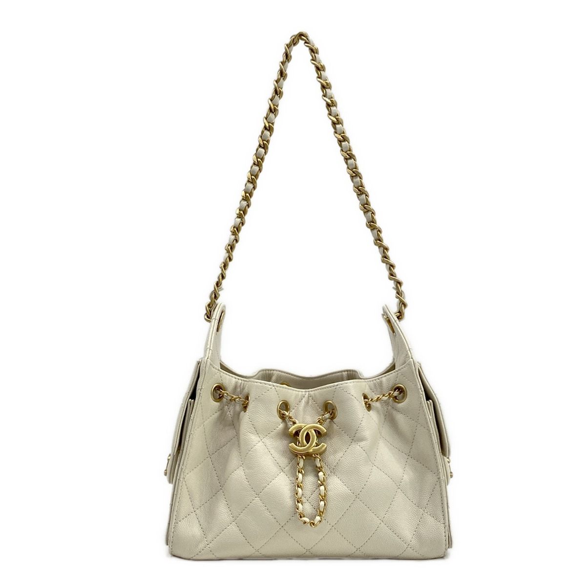 Chanel Shoulder Bag 25 Mini Ecru Vintage Gold Chain
