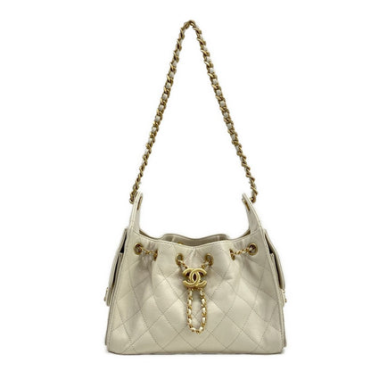 Chanel Shoulder Bag 25 Mini Ecru Vintage Gold Chain