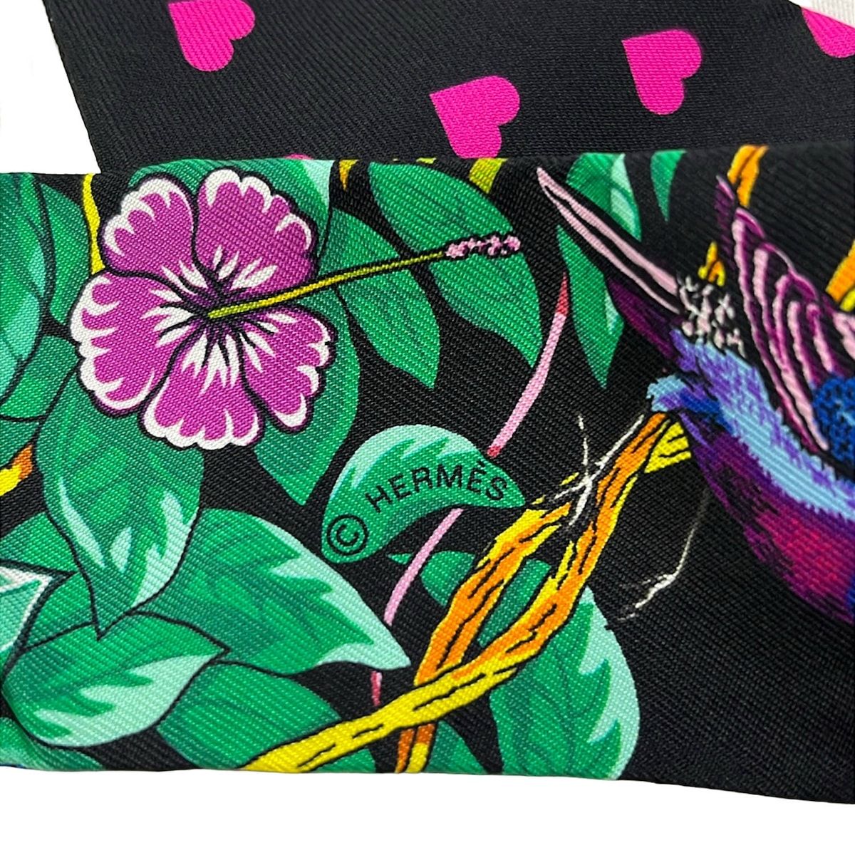 Hermes Scarf Twilly Black Gold Multi Jungle Love — view 2