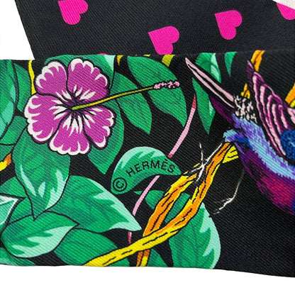 Hermes Scarf Twilly Black Gold Multi Jungle Love — view 2