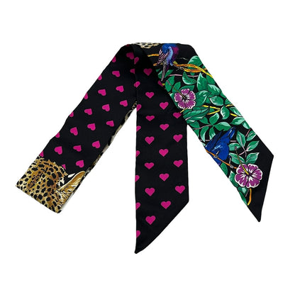 Hermes Scarf Twilly Black Gold Multi Jungle Love