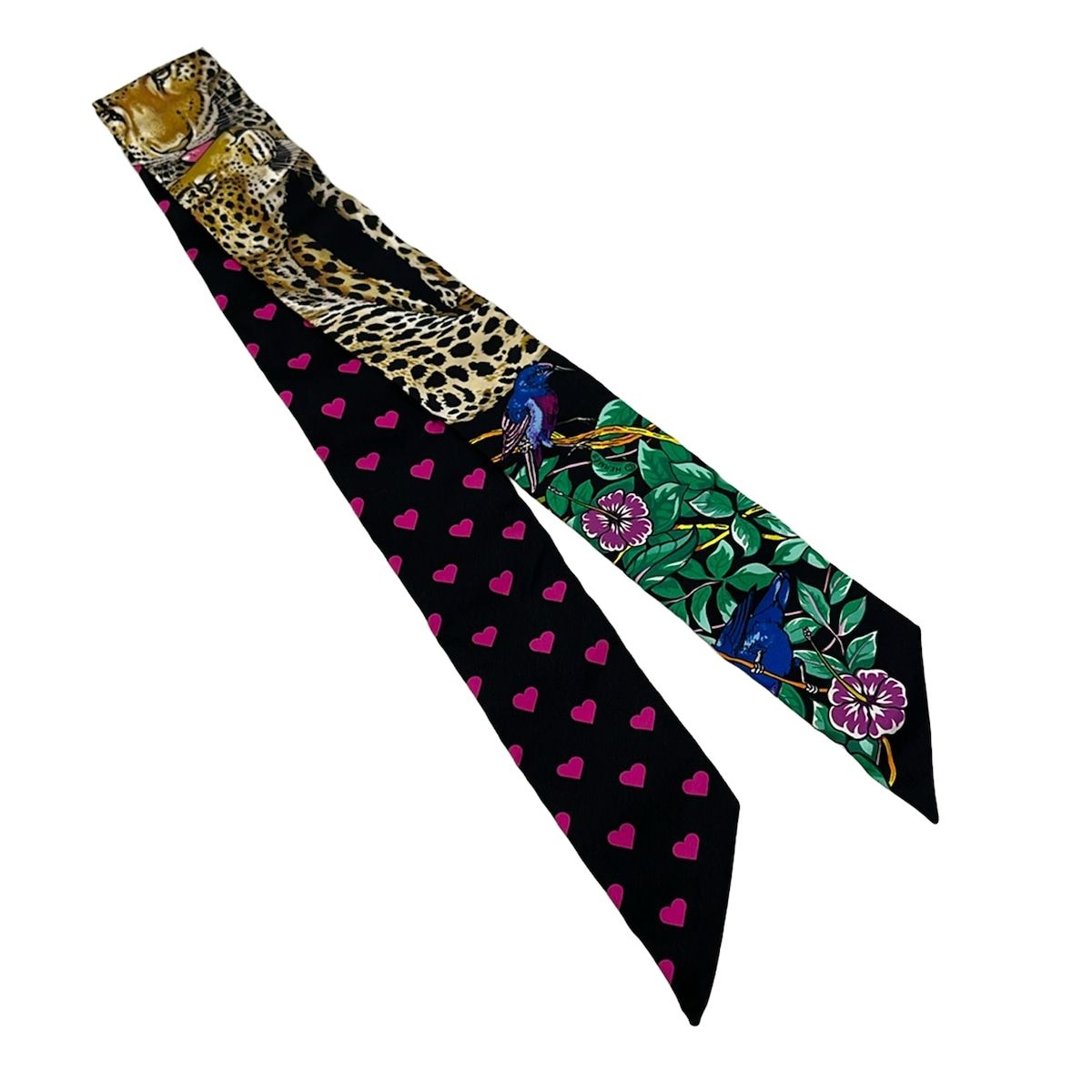 Hermes Scarf Twilly Black Gold Multi Jungle Love — view 4