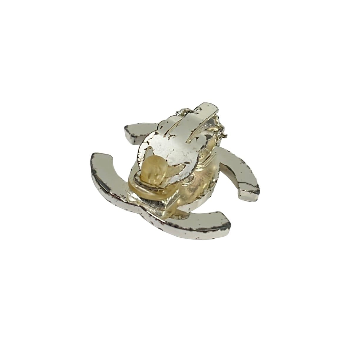 Chanel Earrings Silver Clear CC Logo — view 4