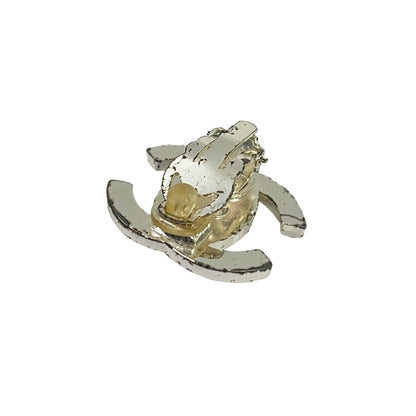 Chanel Earrings Silver Clear CC Logo — view 4