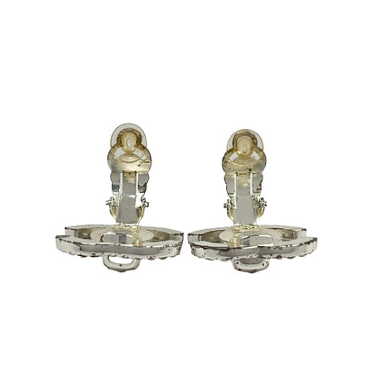 Chanel Earrings Silver Clear CC Logo — view 3